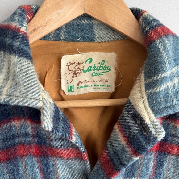 Vintage 60s 70s Caribou Coat Plaid Wool Jacket Shacket Button Up Mens M Womens L - Picture 12 of 14